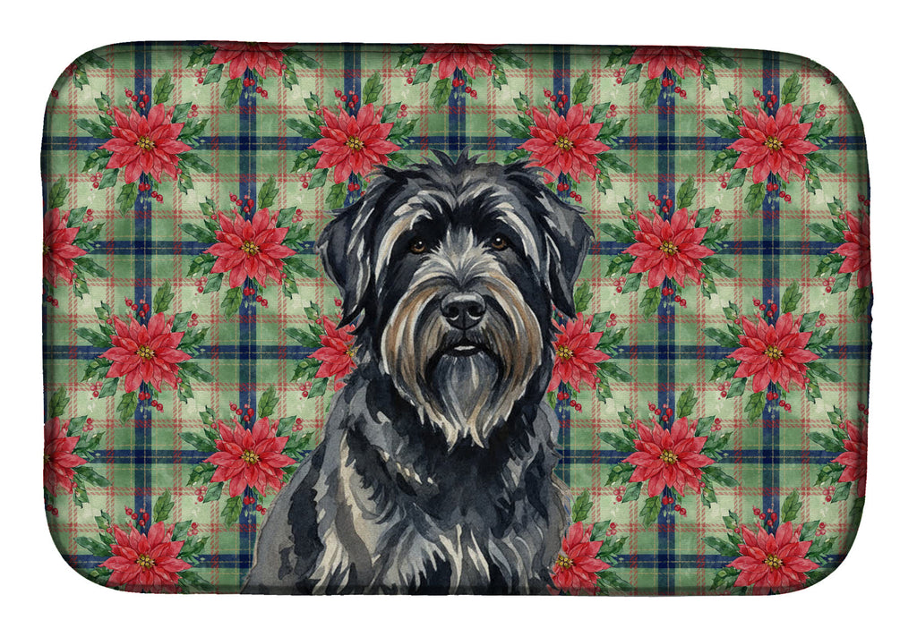 Bouvier des Flandres Christmas PoinsettIas Dish Drying Mat Absorbent Dish Drying Mat Pad for Kitchen Counter Dish Drainer Mat for Countertop, 14 x 21", Multicolor