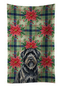 Bouvier des Flandres Christmas PoinsettIas Kitchen Towel Velour Plush Front and Cotton Loop Back Machine Washable