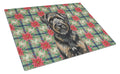 Brindle Bouvier des Flandres Christmas PoinsettIas Cutting Board Tempered Glass Kitchen Cutting Surface, Heat Resistant Chopping, Non-Slip Feet, Food Prep & Serving