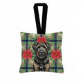 Brindle Bouvier des Flandres Christmas PoinsettIas Hanging Square Fabric Ornament 3.5 � 3.5 Decorative Door-Knob & Tree Hanger, Soft Fabric