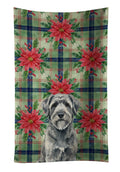 Gray Bouvier des Flandres Christmas PoinsettIas Kitchen Towel Velour Plush Front and Cotton Loop Back Machine Washable