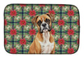 Boxer Christmas PoinsettIas Dish Drying Mat Absorbent Dish Drying Mat Pad for Kitchen Counter Dish Drainer Mat for Countertop, 14 x 21", Multicolor