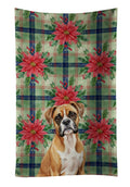 Boxer Christmas PoinsettIas Kitchen Towel Velour Plush Front and Cotton Loop Back Machine Washable