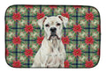 White Boxer Christmas PoinsettIas Dish Drying Mat Absorbent Dish Drying Mat Pad for Kitchen Counter Dish Drainer Mat for Countertop, 14 x 21", Multicolor