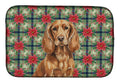 Boykin Spaniel Christmas PoinsettIas Dish Drying Mat Absorbent Dish Drying Mat Pad for Kitchen Counter Dish Drainer Mat for Countertop, 14 x 21", Multicolor