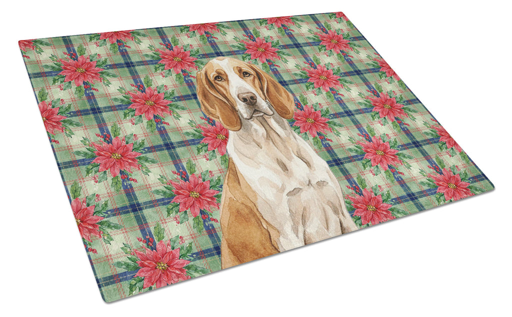 Bracco Italiano Christmas PoinsettIas Cutting Board Tempered Glass Kitchen Cutting Surface, Heat Resistant Chopping, Non-Slip Feet, Food Prep & Serving