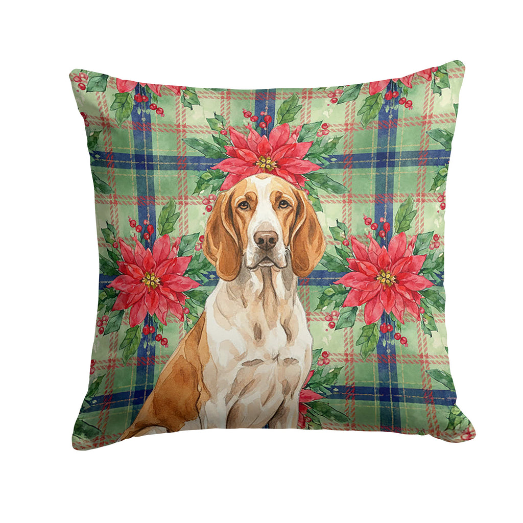 Bracco Italiano Christmas PoinsettIas Decorative Throw Pillow 18x18 Indoor Outdoor Accent Cushion, Fabric Cover with Insert for Sofa, Bed, Porch & Living Room