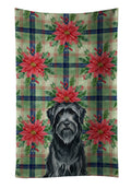 Black Briard Christmas PoinsettIas Kitchen Towel Velour Plush Front and Cotton Loop Back Machine Washable