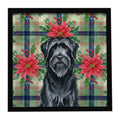 Black Briard Christmas PoinsettIas Framed Metal Print Bathroom, Kitchen, Office, Home Decor Wall Art Ready to Hang, Square, 8X8