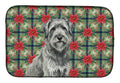 Gray Briard Christmas PoinsettIas Dish Drying Mat Absorbent Dish Drying Mat Pad for Kitchen Counter Dish Drainer Mat for Countertop, 14 x 21", Multicolor