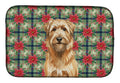 Tawny Briard Christmas PoinsettIas Dish Drying Mat Absorbent Dish Drying Mat Pad for Kitchen Counter Dish Drainer Mat for Countertop, 14 x 21", Multicolor