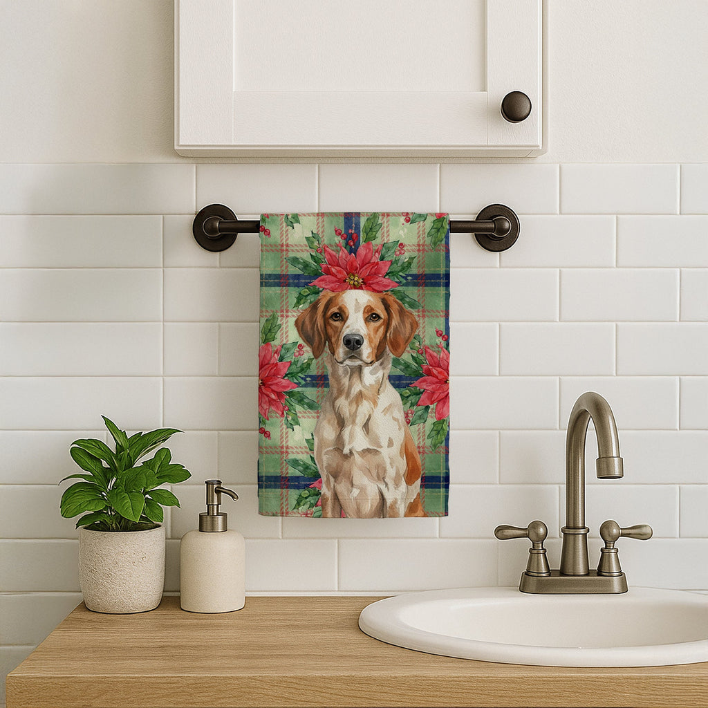 Roan Brittany Christmas PoinsettIas Kitchen Towel Velour Plush Front and Cotton Loop Back Machine Washable