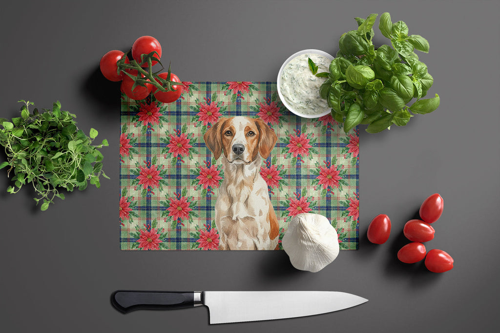 Roan Brittany Christmas PoinsettIas Cutting Board Tempered Glass Kitchen Cutting Surface, Heat Resistant Chopping, Non-Slip Feet, Food Prep & Serving
