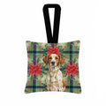 Roan Brittany Christmas PoinsettIas Hanging Square Fabric Ornament 3.5 � 3.5 Decorative Door-Knob & Tree Hanger, Soft Fabric