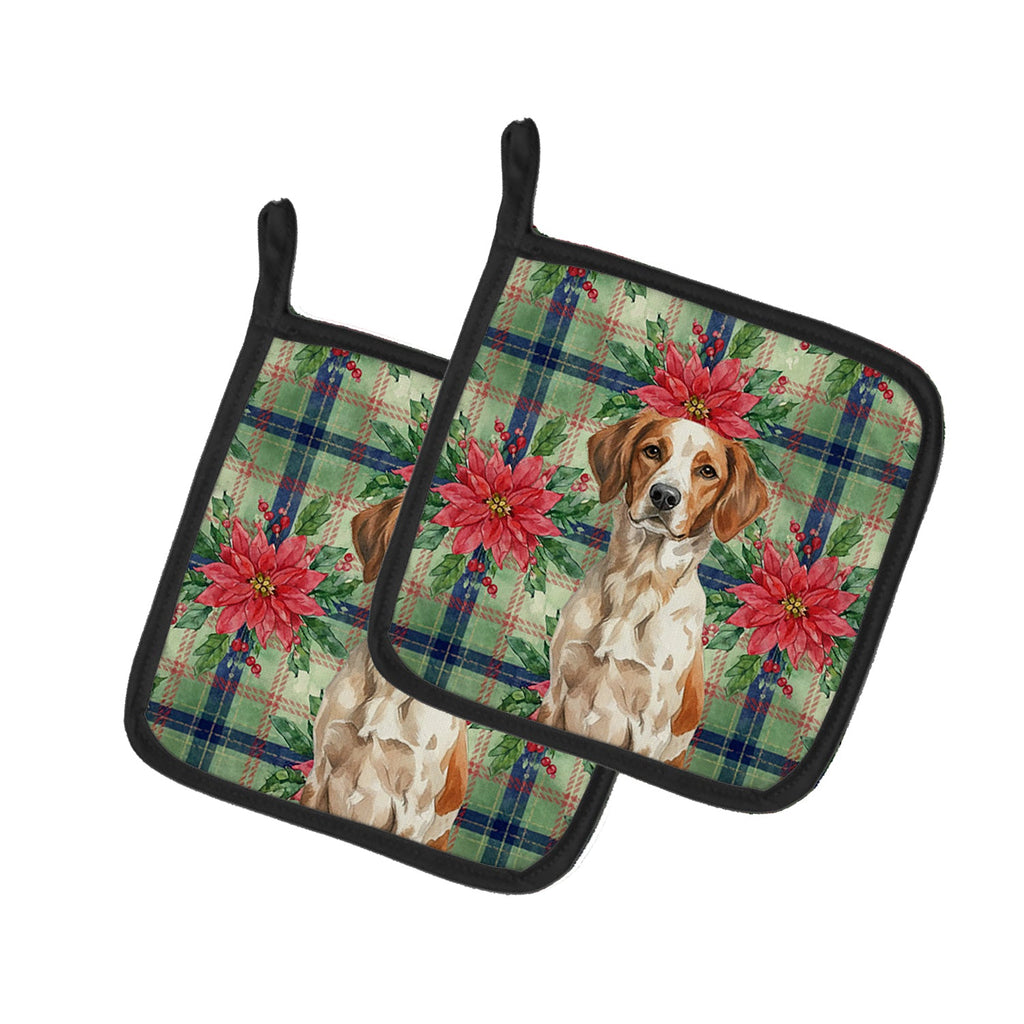 Roan Brittany Christmas PoinsettIas Pot Holder Set of 2 Heat Resistant Quilted Hot Pads 7.5 x 7.5 Inch, Insulated Kitchen Trivets for Cooking & Baking