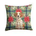 Roan Brittany Christmas PoinsettIas Decorative Throw Pillow 14x14 Indoor Outdoor Accent Cushion, Fabric Cover with Insert for Sofa, Bed, Porch & Living Room