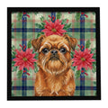Belge Brussels Griffon Christmas PoinsettIas Framed Metal Print Bathroom, Kitchen, Office, Home Decor Wall Art Ready to Hang, Square, 8X8