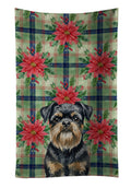 Black and Tan Brussels Griffon Christmas PoinsettIas Kitchen Towel Velour Plush Front and Cotton Loop Back Machine Washable