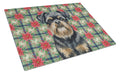 Black and Tan Brussels Griffon Christmas PoinsettIas Cutting Board Tempered Glass Kitchen Cutting Surface, Heat Resistant Chopping, Non-Slip Feet, Food Prep & Serving
