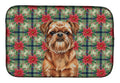 Red Brussels Griffon Christmas PoinsettIas Dish Drying Mat Absorbent Dish Drying Mat Pad for Kitchen Counter Dish Drainer Mat for Countertop, 14 x 21", Multicolor