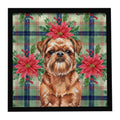 Red Brussels Griffon Christmas PoinsettIas Framed Metal Print Bathroom, Kitchen, Office, Home Decor Wall Art Ready to Hang, Square, 8X8