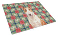 Red and White Bull Terrier Christmas PoinsettIas Cutting Board Tempered Glass Kitchen Cutting Surface, Heat Resistant Chopping, Non-Slip Feet, Food Prep & Serving