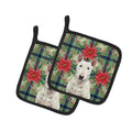 White Bull Terrier Christmas PoinsettIas Pot Holder Set of 2 Heat Resistant Quilted Hot Pads 7.5 x 7.5 Inch, Insulated Kitchen Trivets for Cooking & Baking