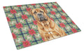 Red Bullmastiff Christmas PoinsettIas Cutting Board Tempered Glass Kitchen Cutting Surface, Heat Resistant Chopping, Non-Slip Feet, Food Prep & Serving