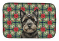 Black Cairn Terrier Christmas PoinsettIas Dish Drying Mat Absorbent Dish Drying Mat Pad for Kitchen Counter Dish Drainer Mat for Countertop, 14 x 21", Multicolor