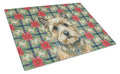 Cairn Terrier Christmas PoinsettIas Cutting Board Tempered Glass Kitchen Cutting Surface, Heat Resistant Chopping, Non-Slip Feet, Food Prep & Serving