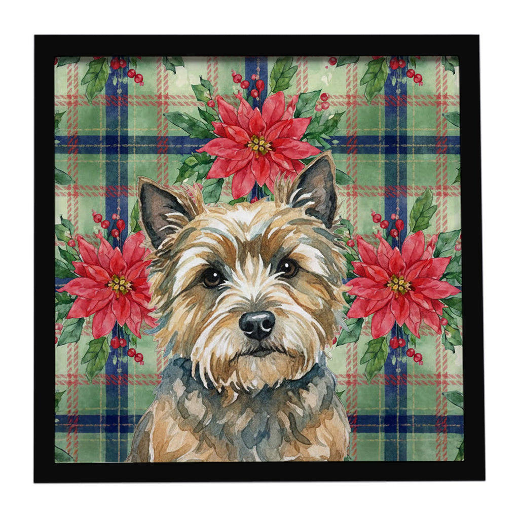 Cairn Terrier Christmas PoinsettIas Framed Metal Print Bathroom, Kitchen, Office, Home Decor Wall Art Ready to Hang, Square, 8X8