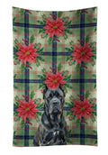 Cane Corso Christmas PoinsettIas Kitchen Towel Velour Plush Front and Cotton Loop Back Machine Washable