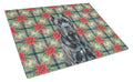 Cane Corso Christmas PoinsettIas Cutting Board Tempered Glass Kitchen Cutting Surface, Heat Resistant Chopping, Non-Slip Feet, Food Prep & Serving