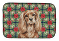 Ruby Cavalier Spaniel Christmas PoinsettIas Dish Drying Mat Absorbent Dish Drying Mat Pad for Kitchen Counter Dish Drainer Mat for Countertop, 14 x 21", Multicolor