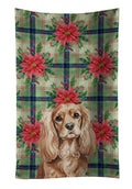 Ruby Cavalier Spaniel Christmas PoinsettIas Kitchen Towel Velour Plush Front and Cotton Loop Back Machine Washable