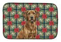 Chesapeake Bay Retriever Christmas PoinsettIas Dish Drying Mat Absorbent Dish Drying Mat Pad for Kitchen Counter Dish Drainer Mat for Countertop, 14 x 21", Multicolor