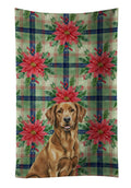 Chesapeake Bay Retriever Christmas PoinsettIas Kitchen Towel Velour Plush Front and Cotton Loop Back Machine Washable