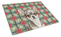 Chihuahua Christmas PoinsettIas Cutting Board Tempered Glass Kitchen Cutting Surface, Heat Resistant Chopping, Non-Slip Feet, Food Prep & Serving
