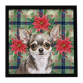 Chihuahua Christmas PoinsettIas Framed Metal Print Bathroom, Kitchen, Office, Home Decor Wall Art Ready to Hang, Square, 8X8