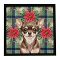 Chocolate Chihuahua Christmas PoinsettIas Framed Metal Print Bathroom, Kitchen, Office, Home Decor Wall Art Ready to Hang, Square, 8X8