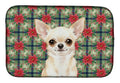 Cream Chihuahua Christmas PoinsettIas Dish Drying Mat Absorbent Dish Drying Mat Pad for Kitchen Counter Dish Drainer Mat for Countertop, 14 x 21", Multicolor