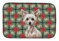 Hairless Chinese Crested Christmas PoinsettIas Dish Drying Mat Absorbent Dish Drying Mat Pad for Kitchen Counter Dish Drainer Mat for Countertop, 14 x 21", Multicolor