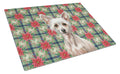Hairless Chinese Crested Christmas PoinsettIas Cutting Board Tempered Glass Kitchen Cutting Surface, Heat Resistant Chopping, Non-Slip Feet, Food Prep & Serving
