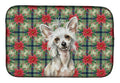 Hairless Mottled Pattern Chinese Crested Christmas PoinsettIas Dish Drying Mat Absorbent Dish Drying Mat Pad for Kitchen Counter Dish Drainer Mat for Countertop, 14 x 21", Multicolor