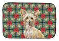 Hairless Palomino Chinese Crested Christmas PoinsettIas Dish Drying Mat Absorbent Dish Drying Mat Pad for Kitchen Counter Dish Drainer Mat for Countertop, 14 x 21", Multicolor