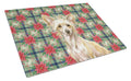 Hairless Palomino Chinese Crested Christmas PoinsettIas Cutting Board Tempered Glass Kitchen Cutting Surface, Heat Resistant Chopping, Non-Slip Feet, Food Prep & Serving