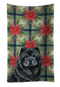 Black Chow Chow Christmas PoinsettIas Kitchen Towel Velour Plush Front and Cotton Loop Back Machine Washable