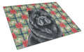 Black Chow Chow Christmas PoinsettIas Cutting Board Tempered Glass Kitchen Cutting Surface, Heat Resistant Chopping, Non-Slip Feet, Food Prep & Serving