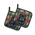 Black Chow Chow Christmas PoinsettIas Pot Holder Set of 2 Heat Resistant Quilted Hot Pads 7.5 x 7.5 Inch, Insulated Kitchen Trivets for Cooking & Baking