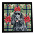 Black Cocker Spaniel Christmas PoinsettIas Framed Metal Print Bathroom, Kitchen, Office, Home Decor Wall Art Ready to Hang, Square, 8X8